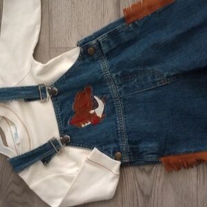 Little Cattleae Denim Overalls set